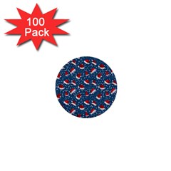Blue Christmas Hats 1  Mini Buttons (100 Pack)  by SychEva