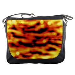 Red  Waves Abstract Series No5 Messenger Bag by DimitriosArt