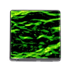 Green  Waves Abstract Series No3 Memory Card Reader (square 5 Slot) by DimitriosArt