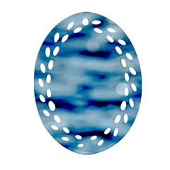 Blue Waves Abstract Series No5 Ornament (oval Filigree) by DimitriosArt