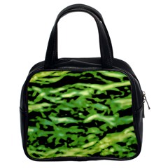 Green  Waves Abstract Series No11 Classic Handbag (two Sides) by DimitriosArt