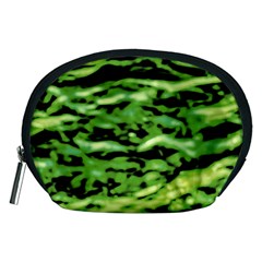 Green  Waves Abstract Series No11 Accessory Pouch (medium) by DimitriosArt