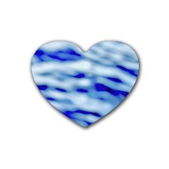Blue Waves Abstract Series No10 Rubber Heart Coaster (4 Pack) by DimitriosArt