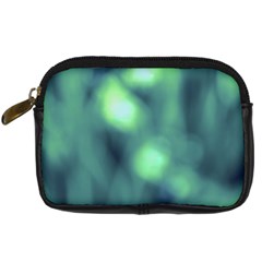 Green Vibrant Abstract Digital Camera Leather Case by DimitriosArt