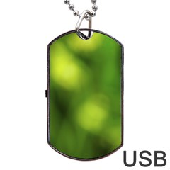 Green Vibrant Abstract No3 Dog Tag Usb Flash (two Sides) by DimitriosArt