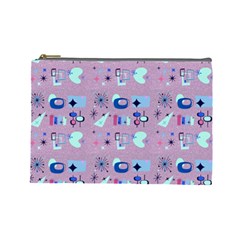 50s Diner Print Pink Cosmetic Bag (large) by InPlainSightStyle