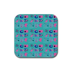 50s Diner Print Mint Green Rubber Coaster (square) by InPlainSightStyle