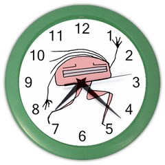 Alien Dancing Girl Drawing Color Wall Clock by dflcprintsclothing