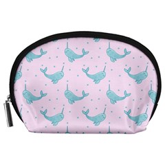 Narwales Stars  Pattern Pink Accessory Pouch (large)