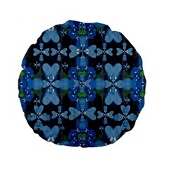 Rare Excotic Blue Flowers In The Forest Of Calm And Peace Standard 15  Premium Flano Round Cushions by pepitasart