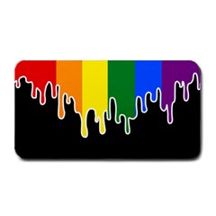 Gay Pride Flag Rainbow Drip On Black Blank Black For Designs Medium Bar Mats by VernenInk