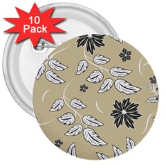 Folk Flowers Print Floral Pattern Ethnic Art 3  Buttons (10 Pack)  by Eskimos