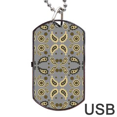 Floral Folk Damask Pattern Fantasy Flowers Floral Geometric Fantasy Dog Tag Usb Flash (two Sides) by Eskimos