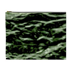 Green  Waves Abstract Series No5 Cosmetic Bag (xl) by DimitriosArt