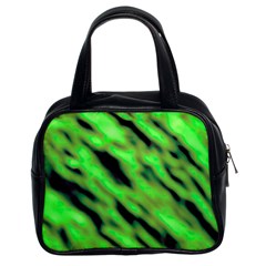 Green  Waves Abstract Series No7 Classic Handbag (two Sides) by DimitriosArt