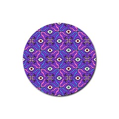 Abstract Illustration With Eyes Rubber Round Coaster (4 Pack) by SychEva
