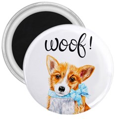 Welsh Corgi Pembrock With A Blue Bow 3  Magnets by ladynatali