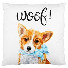 Welsh Corgi Pembrock With A Blue Bow Large Cushion Case (two Sides) by ladynatali