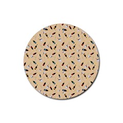 Festive Champagne Rubber Coaster (round) by SychEva