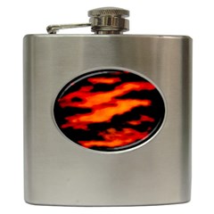 Red  Waves Abstract Series No13 Hip Flask (6 Oz) by DimitriosArt