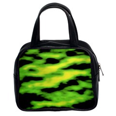 Green  Waves Abstract Series No12 Classic Handbag (two Sides) by DimitriosArt
