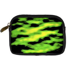 Green  Waves Abstract Series No12 Digital Camera Leather Case by DimitriosArt