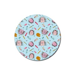 Hedgehogs Artists Rubber Round Coaster (4 Pack) by SychEva