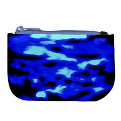 Blue Waves Abstract Series No11 Large Coin Purse by DimitriosArt