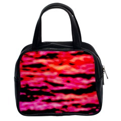 Red  Waves Abstract Series No15 Classic Handbag (two Sides) by DimitriosArt