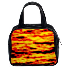 Red  Waves Abstract Series No16 Classic Handbag (two Sides) by DimitriosArt