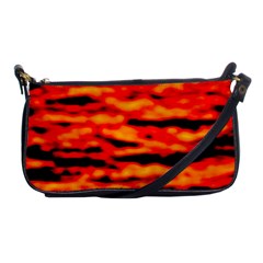 Red  Waves Abstract Series No17 Shoulder Clutch Bag by DimitriosArt