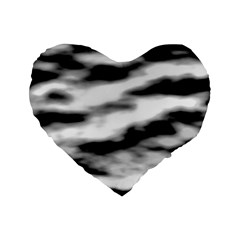 Black Waves Abstract Series No 2 Standard 16  Premium Flano Heart Shape Cushions by DimitriosArt