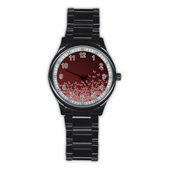 Red Gradient Butterflies Pattern, Nature Theme Stainless Steel Round Watch by Casemiro