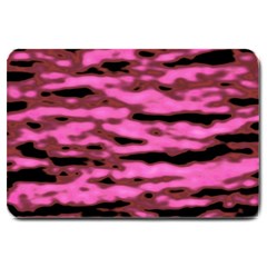 Pink  Waves Abstract Series No1 Large Doormat  by DimitriosArt
