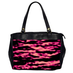 Pink  Waves Abstract Series No2 Oversize Office Handbag (2 Sides) by DimitriosArt