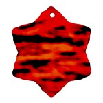Red  Waves Abstract Series No16 Snowflake Ornament (Two Sides) Front