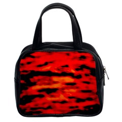 Red  Waves Abstract Series No16 Classic Handbag (two Sides) by DimitriosArt