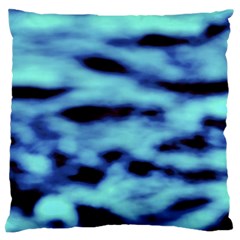 Blue Waves Flow Series 4 Large Flano Cushion Case (two Sides) by DimitriosArt