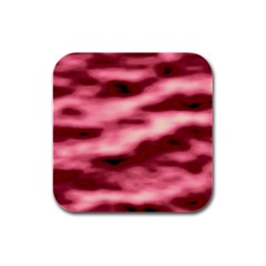 Pink  Waves Flow Series 5 Rubber Square Coaster (4 Pack) by DimitriosArt