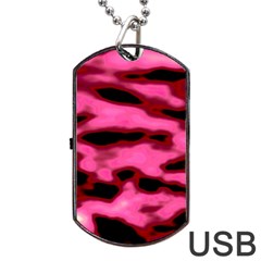 Pink  Waves Flow Series 9 Dog Tag Usb Flash (two Sides) by DimitriosArt