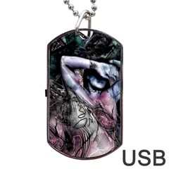 Watercolor Girl Dog Tag Usb Flash (two Sides) by MRNStudios