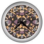 Abstract pattern geometric backgrounds   Wall Clock (Silver)