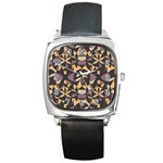 Abstract pattern geometric backgrounds   Square Metal Watch