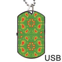 Floral Pattern Paisley Style Paisley Print  Doodle Background Dog Tag Usb Flash (one Side) by Eskimos
