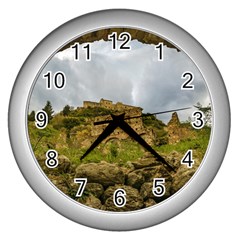 Ancient Mystras Landscape, Peloponnese, Greece Wall Clock (silver) by dflcprintsclothing
