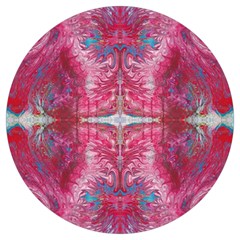 Red On Pink Arabesque Round Trivet by kaleidomarblingart