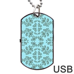 Floral Folk Damask Pattern Fantasy Flowers Floral Geometric Fantasy Dog Tag Usb Flash (two Sides) by Eskimos