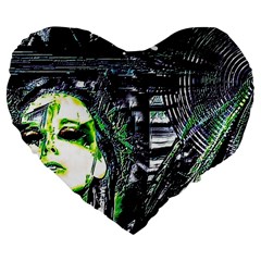 Dubstep Alien Large 19  Premium Flano Heart Shape Cushions by MRNStudios