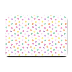 Valentines Day Candy Hearts Pattern - White Small Doormat  by JessySketches