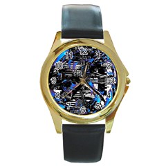 Spin Cycle Round Gold Metal Watch by MRNStudios